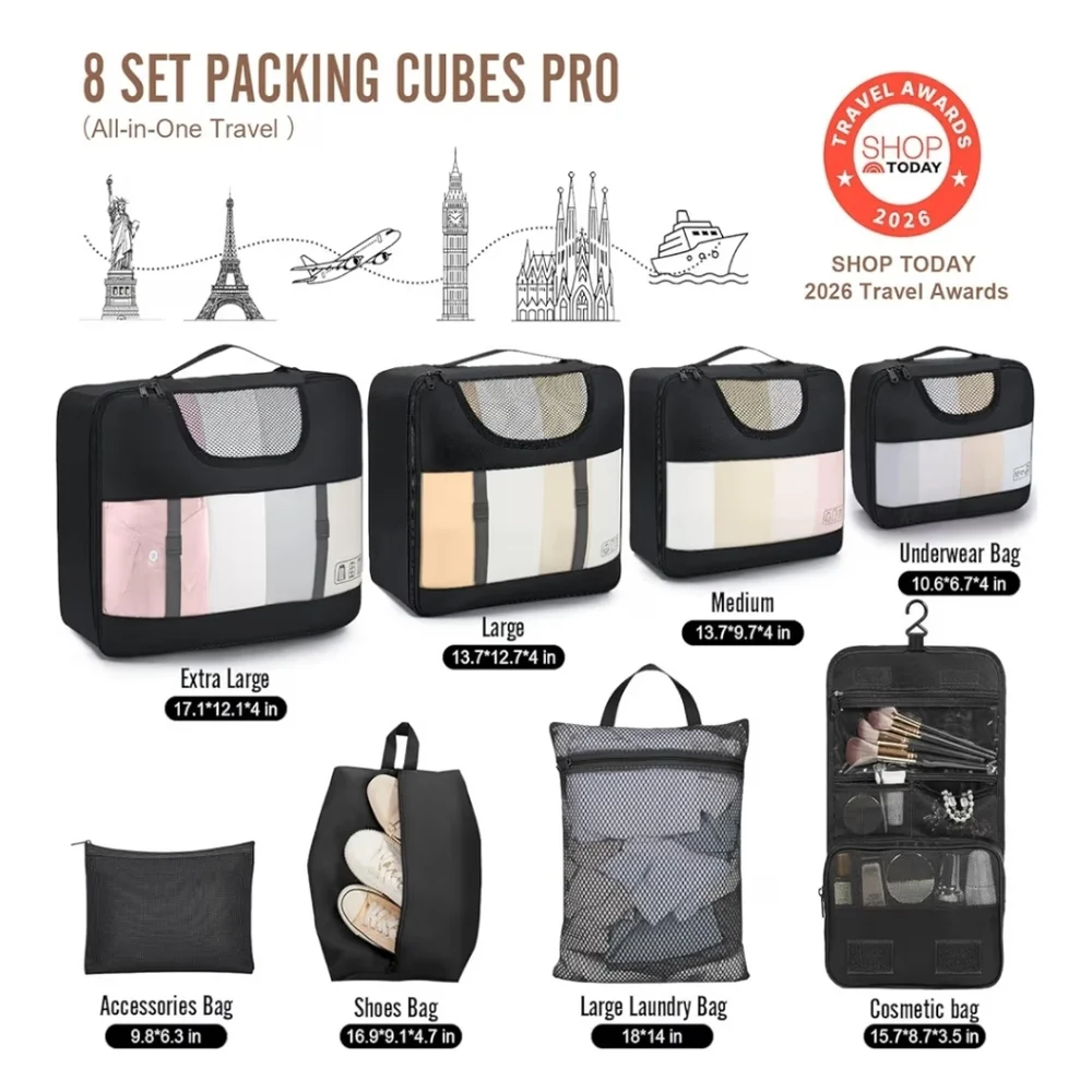 Black Travel Organizer Set